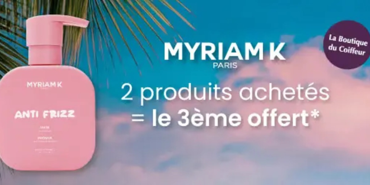 2 produits Myriam K achetés = le 3ème offert*